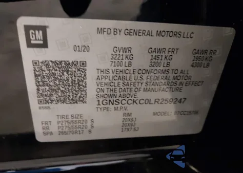 2020 Chevrolet Tahoe 2Wd Premier from USA, damaged, VIN 1GNSCCKC0LR259247